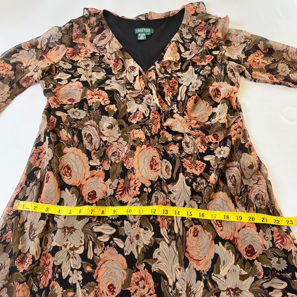 Lauren Ralph Lauren Vintage Antique Floral Silk Ruffle Dress - Picture 5 of 12